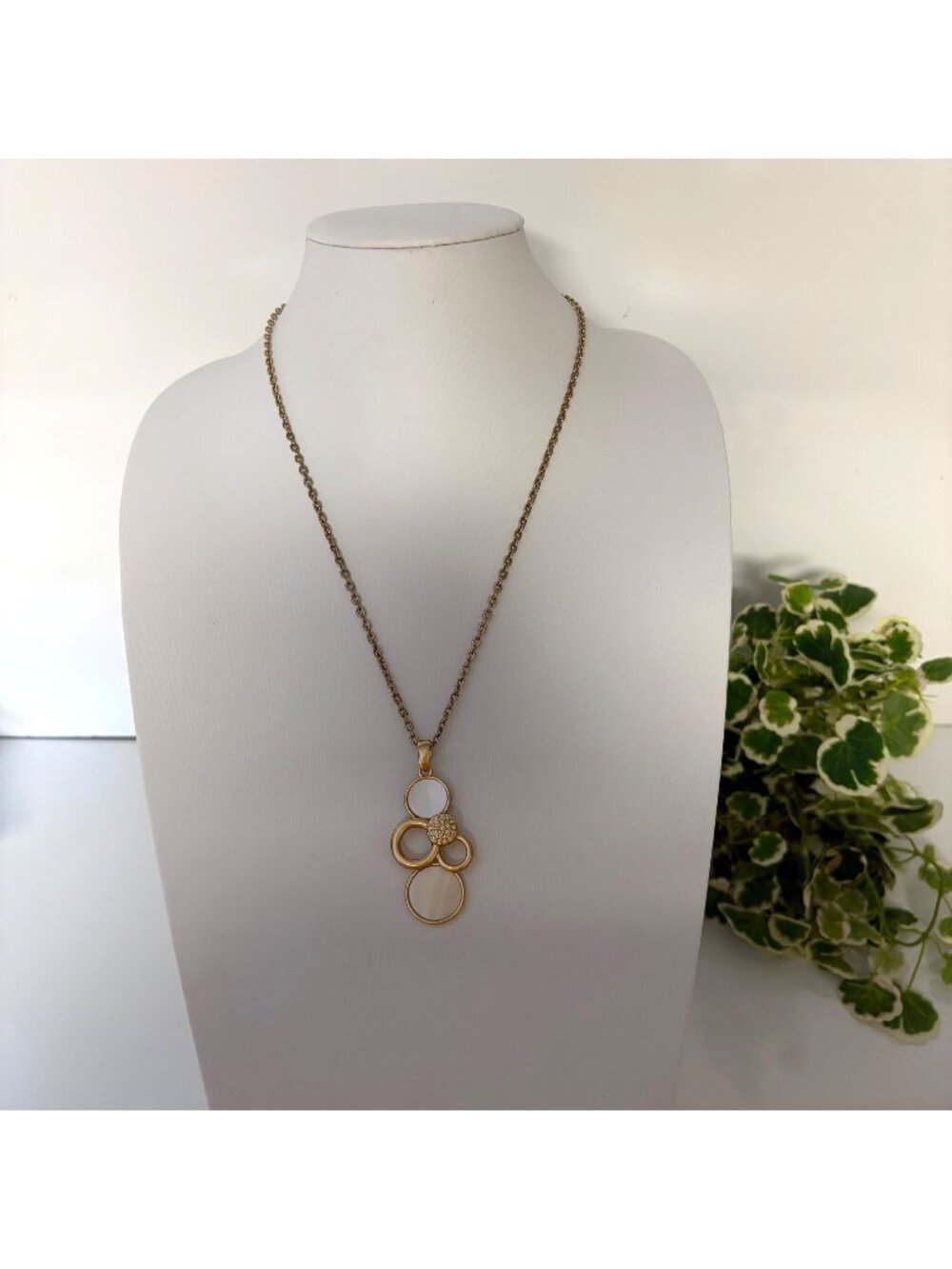 Lia Sophia Effervescent Mother of Pearl and Faux Opal Crystals Pendant Necklace